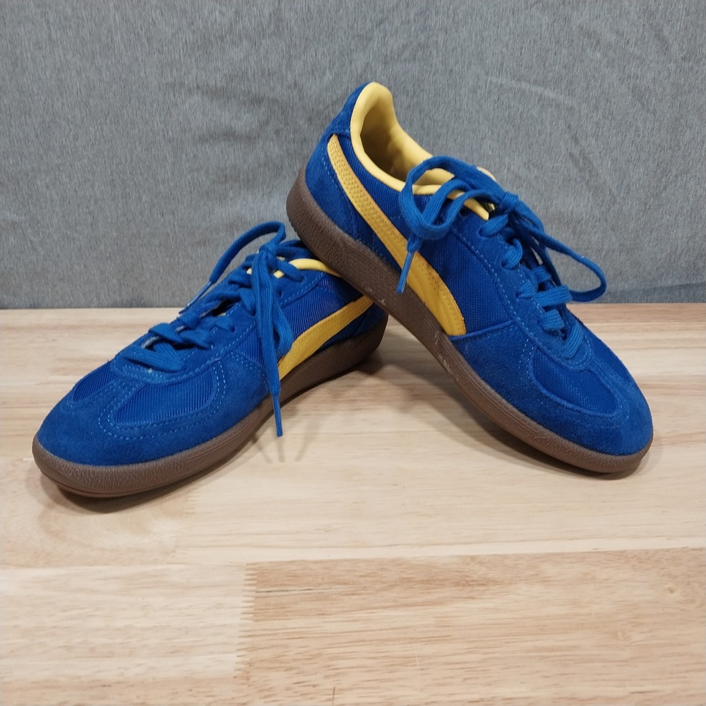 Puma Palermo Sneakers Kids Suede Mesh Low Top 4 Blue Yellow 401364-02